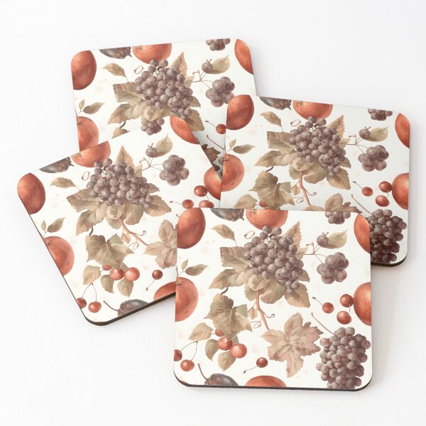 Item preview, Vintage Watercolor Fruit Pattern Apples Grapes Cherries designed and sold by Luna-Flow.