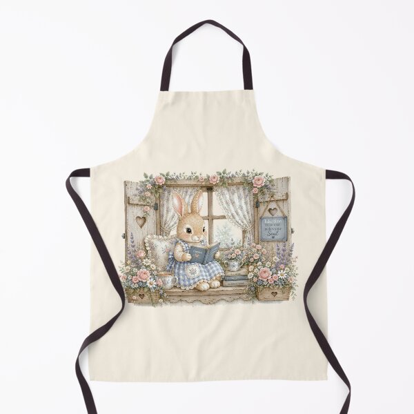 Item preview, Reading Bunny by the Cottage Window | Cozy Cottagecore Rabbit Illustration designed and sold by looplandger.