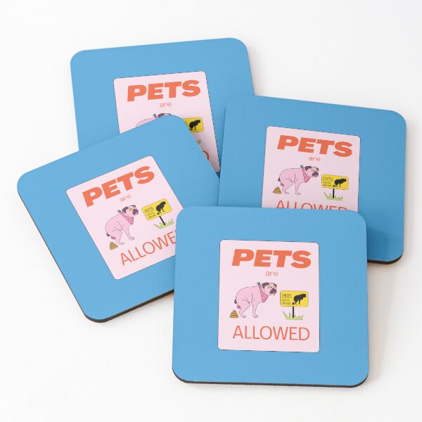 Item preview, Funny Pets Are Allowed Sign with Cartoon Pug Dog, Humorous Vector Illustration designed and sold by Gelyane.