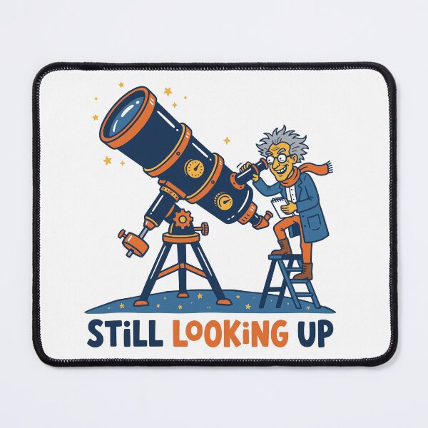 Item preview, Still Looking Up - Funny Astronomer With Telescope Cartoon Illustration designed and sold by Sekla-Studio.