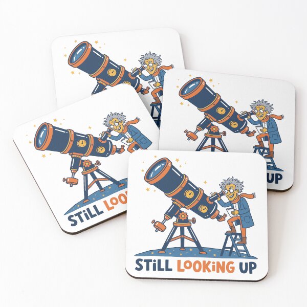 Item preview, Still Looking Up - Funny Astronomer With Telescope Cartoon Illustration designed and sold by Sekla-Studio.