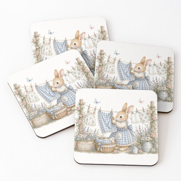Item preview, Cottagecore Bunny Laundry Day | Vintage Rabbit Garden Illustration designed and sold by looplandger.