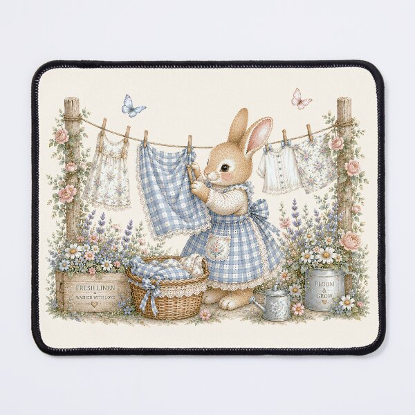 Item preview, Cottagecore Bunny Laundry Day | Vintage Rabbit Garden Illustration designed and sold by looplandger.