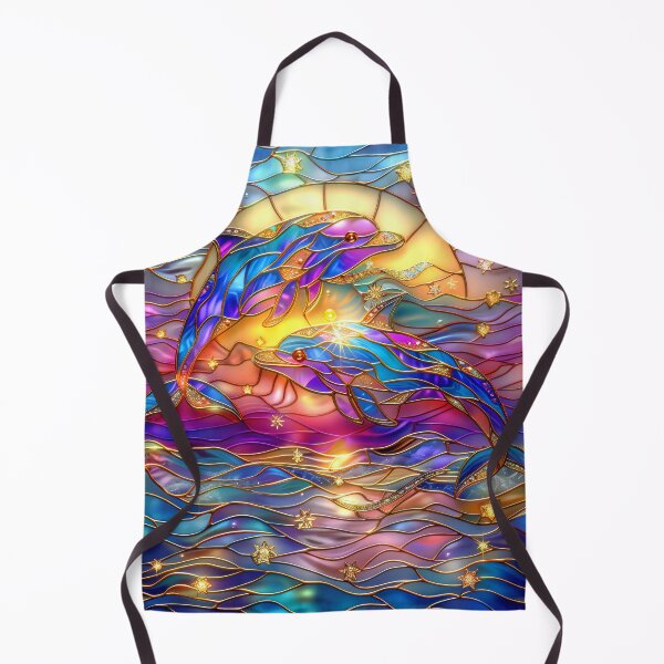 Item preview, Colorful Dolphins Stained Glass Art | Celestial Ocean Fantasy designed and sold by MargaretWiktor.