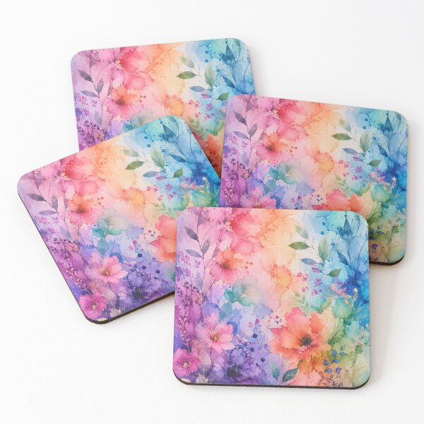 Item preview, Rainbow Meadow – Modern Floral Alcohol Ink Artwork , Pastel Bloom Symphony | Abstract Floral Watercolor & Alcohol Ink Wall Art in Pink, Blue, Orange, Green & Purple designed and sold by Proartyst 's.