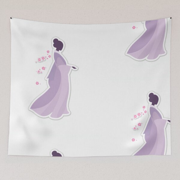 Item preview, Hanbok Silhouette Cherry Blossom – Korean Aesthetic Sticker designed and sold by bloomling.