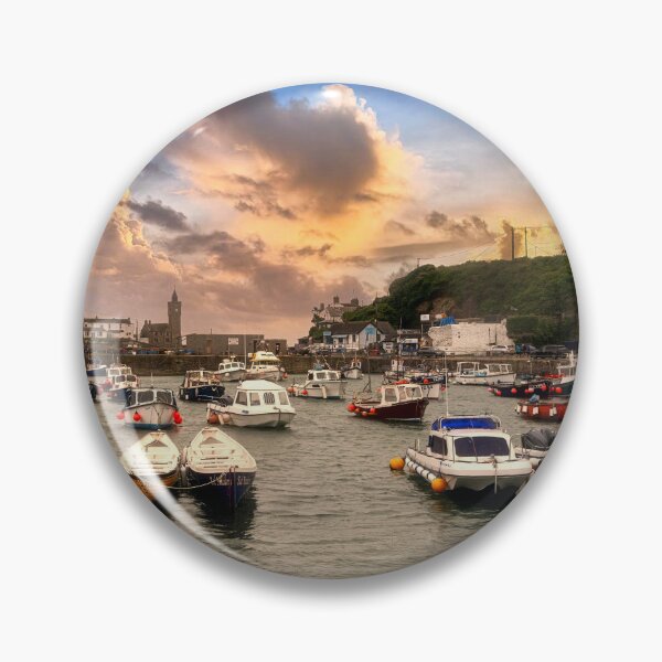 Item preview, Porthleven harbour cornwall with fishing boats designed and sold by kathleenjean.