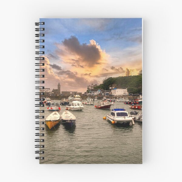 Item preview, Porthleven harbour cornwall with fishing boats designed and sold by kathleenjean.