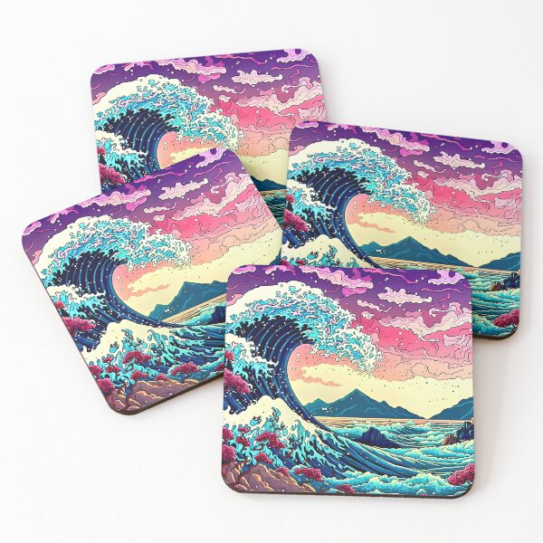 Item preview, Sakura Wave Sunset – Japanese Ukiyo-e Inspired Ocean Art part 2 designed and sold by ITsyxuanart.