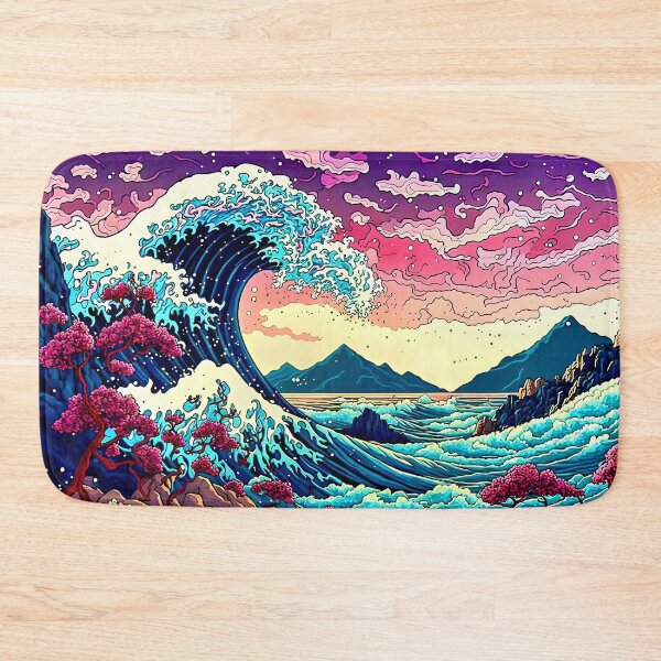 Item preview, Sakura Wave Sunset – Japanese Ukiyo-e Inspired Ocean Art part 2 designed and sold by ITsyxuanart.