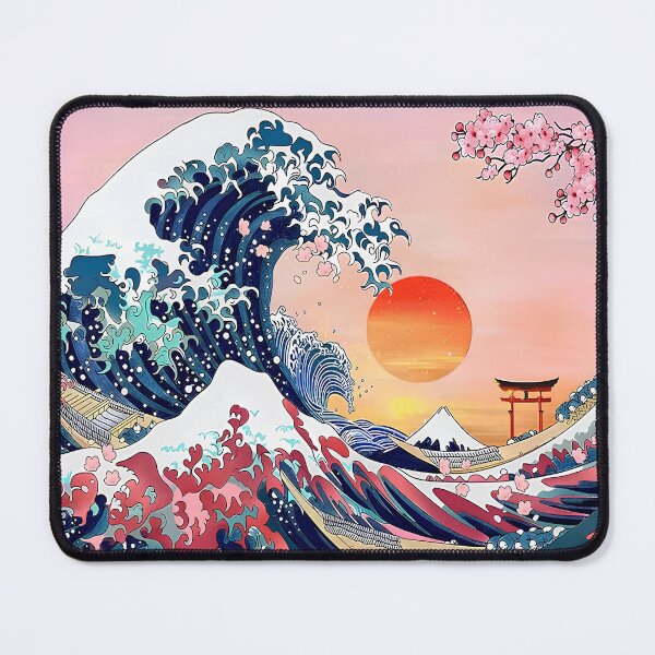 Item preview, Sakura Wave Sunset – Japanese Ukiyo-e Inspired Ocean Art designed and sold by ITsyxuanart.