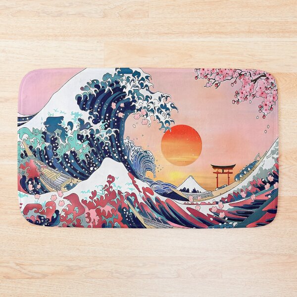 Item preview, Sakura Wave Sunset – Japanese Ukiyo-e Inspired Ocean Art designed and sold by ITsyxuanart.