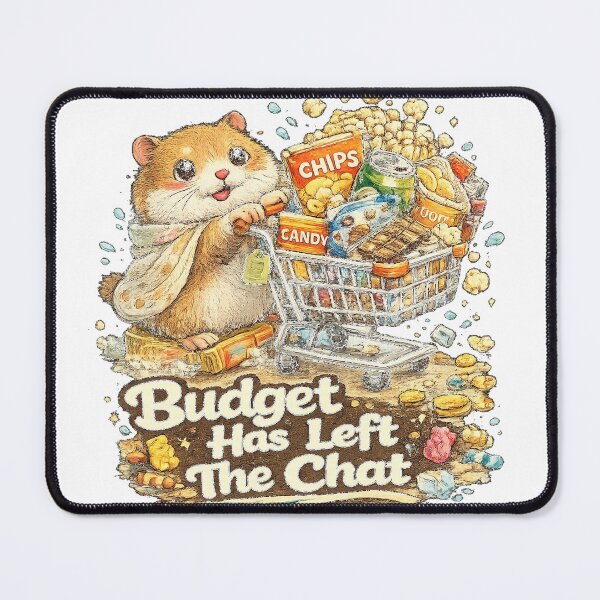 Item preview, Budget Has Left The Chat - Funny Hamster Shopping Meme designed and sold by NarpLTD.
