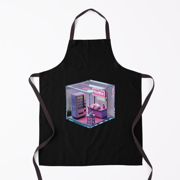 Item preview, Lazy Neon Cat Cafe Isometric Cyberpunk Glass Cube Diorama designed and sold by RareVisuals.