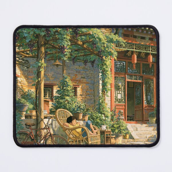 Item preview, Cozy Asian Village Courtyard Anime Art Print  designed and sold by KawaiiGeo.