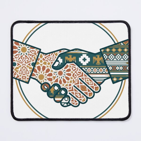 Item preview, Morocco Meets Chile — Zellige & Andean Handshake Art designed and sold by KariGoStudio.