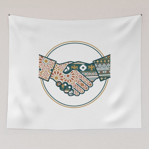 Item preview, Morocco Meets Chile — Zellige & Andean Handshake Art designed and sold by KariGoStudio.