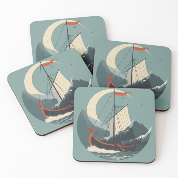 Item preview, Viking Longship Under a Pale Moon designed and sold by QuantumQGear.