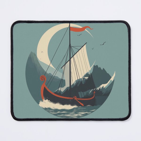 Item preview, Viking Longship Under a Pale Moon designed and sold by QuantumQGear.