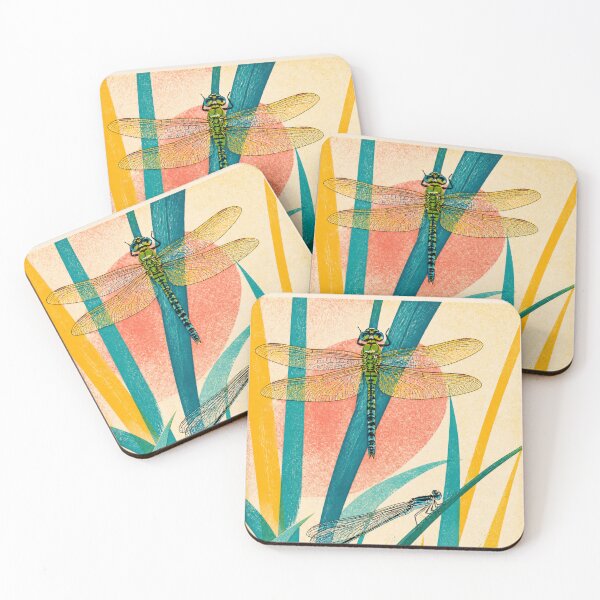 Item preview, Sunlit Dragonflies in Reeds – Mid-Century Nature Art designed and sold by Soul Garden Studio.