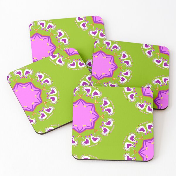Item preview, Green and Purple Hearts Geometric Mandala designed and sold by Tinsleybluebell.