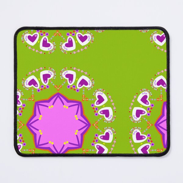 Item preview, Green and Purple Hearts Geometric Mandala designed and sold by Tinsleybluebell.