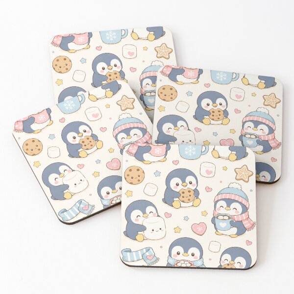 Item preview, Penguin Marshmallow Kawaii Pattern designed and sold by Soft Berry Studio.