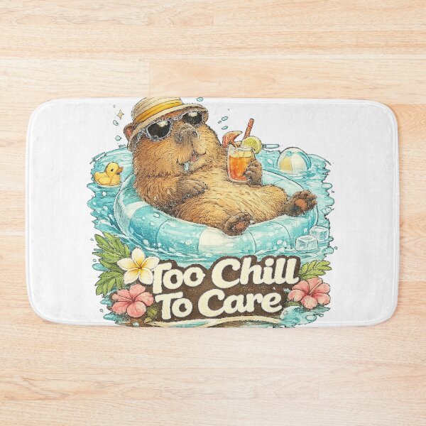 Item preview, Too Chill To Care - Funny Summer Capybara Pool Meme designed and sold by NarpLTD.