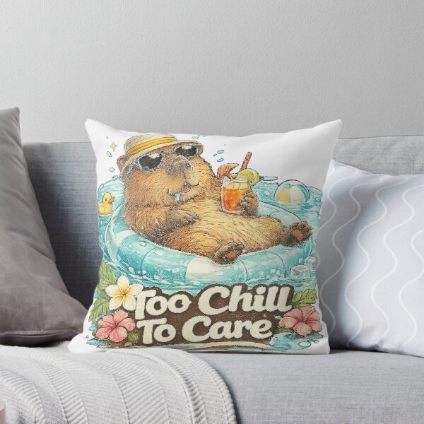 Item preview, Too Chill To Care - Funny Summer Capybara Pool Meme designed and sold by NarpLTD.