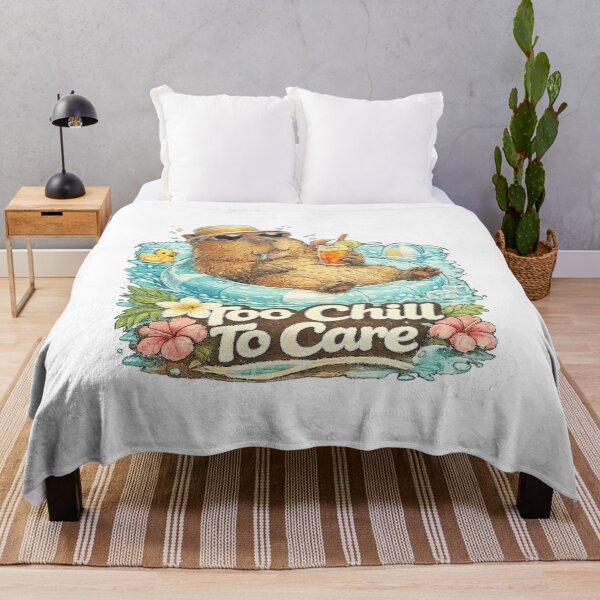 Item preview, Too Chill To Care - Funny Summer Capybara Pool Meme designed and sold by NarpLTD.
