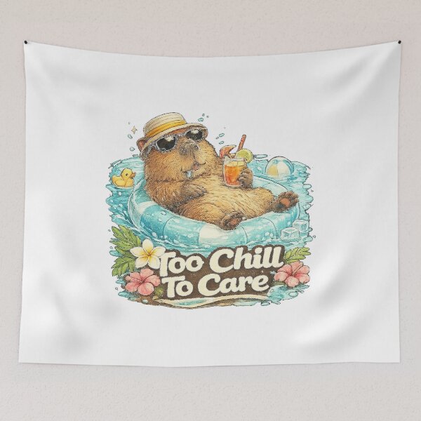 Item preview, Too Chill To Care - Funny Summer Capybara Pool Meme designed and sold by NarpLTD.