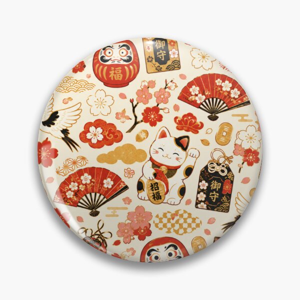 Item preview, Kawaii Maneki Neko Lucky Charm Pattern – Japanese Good Fortune Wrapping Paper Design designed and sold by kawaii animal store (in Japan).