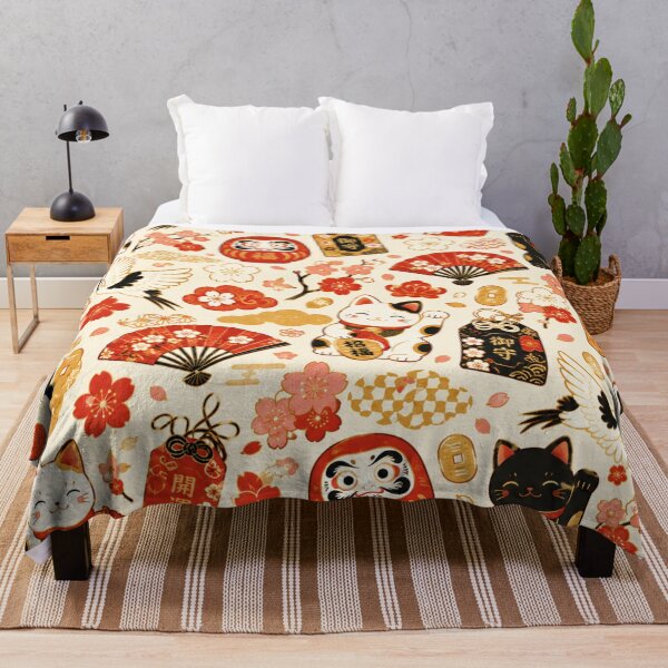 Item preview, Kawaii Maneki Neko Lucky Charm Pattern – Japanese Good Fortune Wrapping Paper Design designed and sold by kawaii animal store (in Japan).