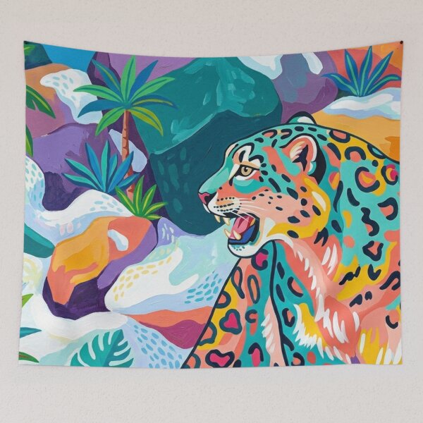 Item preview, Vibrant Tropical Leopard Naive Art Illustration designed and sold by BLUESKY11a.