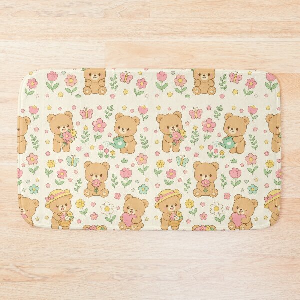 Item preview, Teddy Bear Flower Garden Kawaii Pattern designed and sold by Soft Berry Studio.