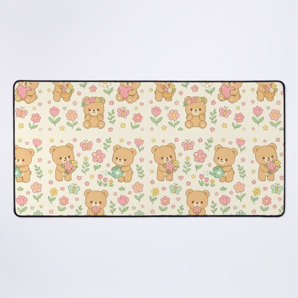 Item preview, Teddy Bear Flower Garden Kawaii Pattern designed and sold by Soft Berry Studio.