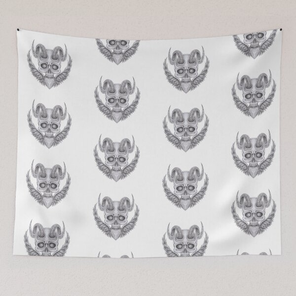 Item preview, Demon skull with wings angel heart surreal art. designed and sold by Jiwsurreal.