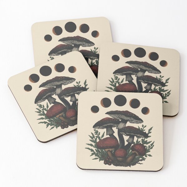 Item preview, Mystic Mushroom Moon Phases Cottagecore Witchy Art designed and sold by Luna-Flow.