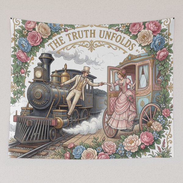 Item preview, The Truth Unfolds Victorian Storybook Floral Escape Art designed and sold by MAGICKEY2024.