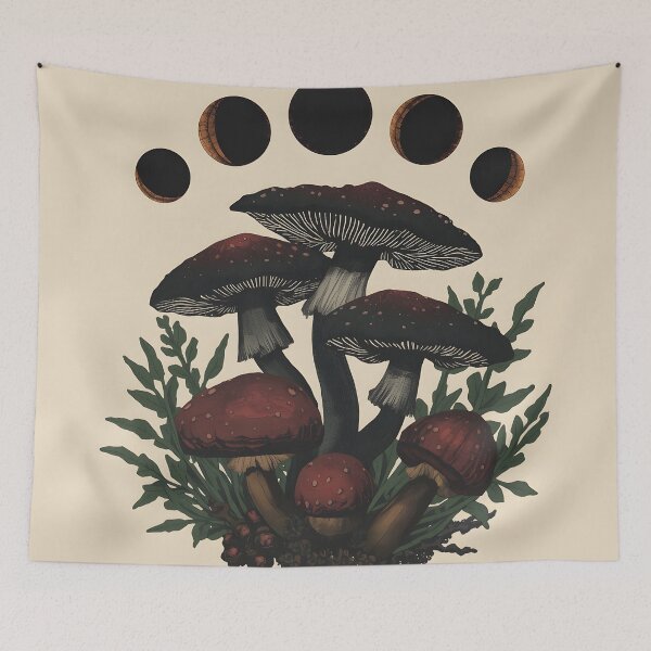 Item preview, Mystic Mushroom Moon Phases Cottagecore Witchy Art designed and sold by Luna-Flow.