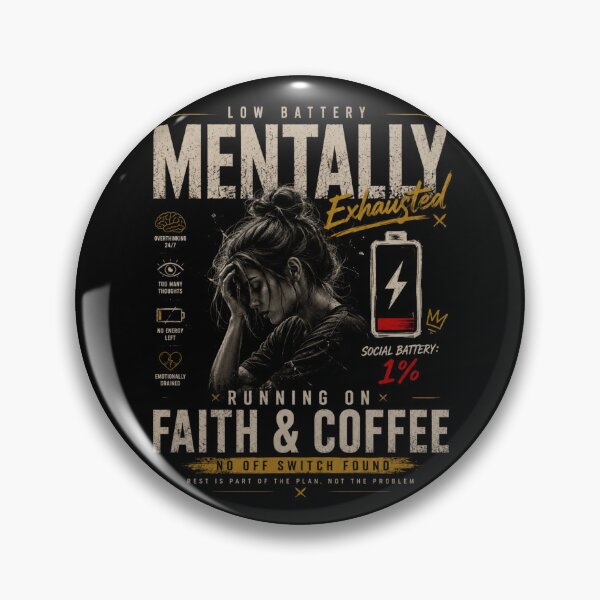 Item preview, MENTALLY EXHAUSTED | RUNNING ON FAITH & COFFEE T-SHIRT designed and sold by LowBatteryStudio ⭐.