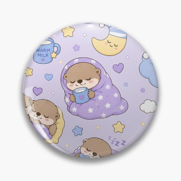 Item preview, Sleepy Otter Moon Kawaii Pattern designed and sold by Soft Berry Studio.