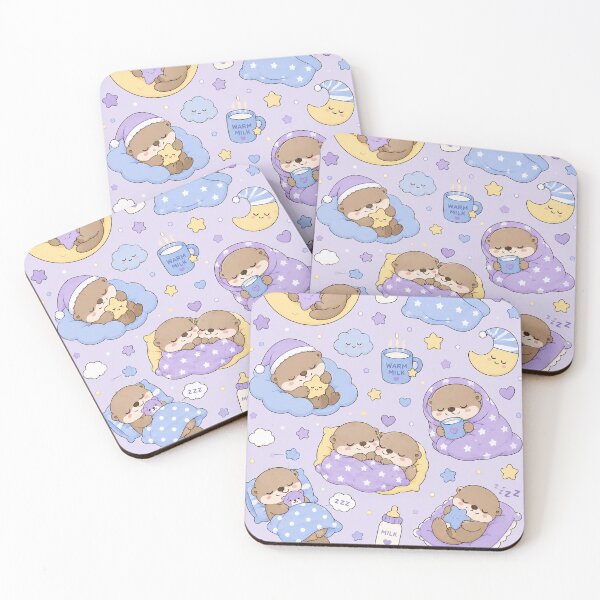 Item preview, Sleepy Otter Moon Kawaii Pattern designed and sold by Soft Berry Studio.