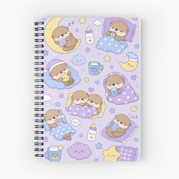 Item preview, Sleepy Otter Moon Kawaii Pattern designed and sold by Soft Berry Studio.