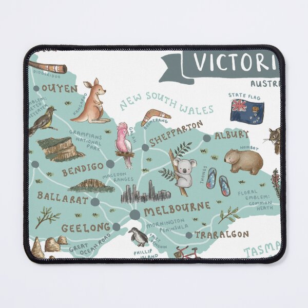 Item preview, Map of Victoria, Australia - Teal designed and sold by Those Pencil Shavings.