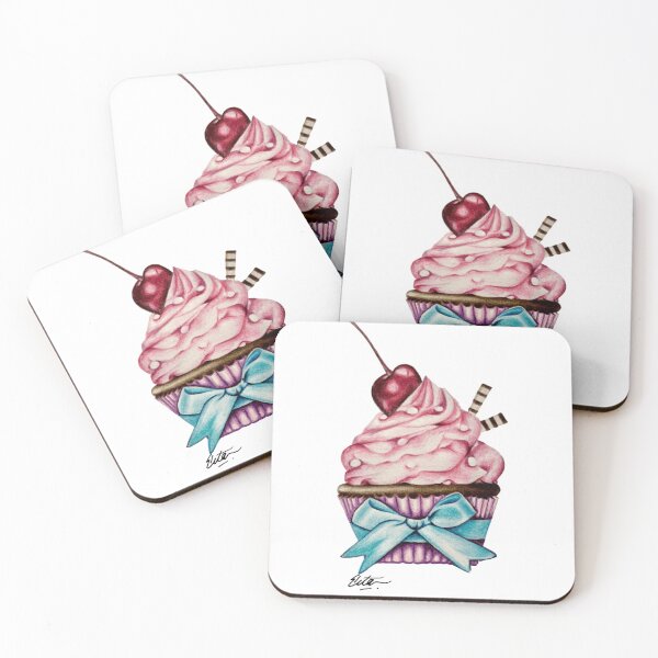 Item preview, Whimsical Cupcake Illustration with Pink Frosting & Cherry designed and sold by pandoralyfe.