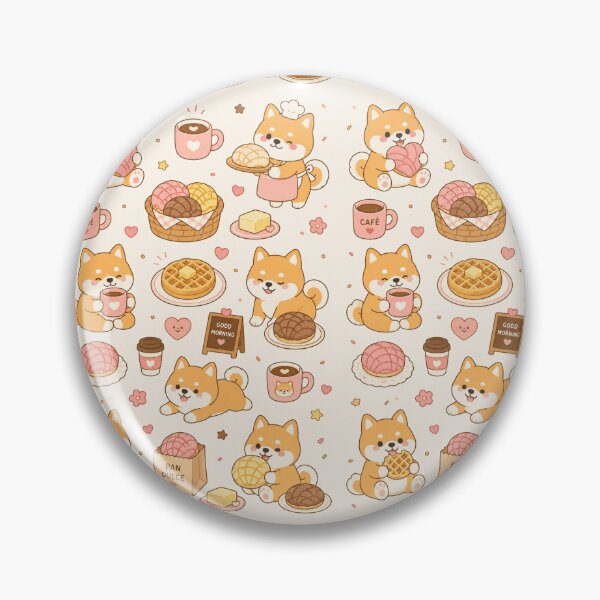 Item preview, Shiba Bakery Morning Kawaii Pattern designed and sold by Soft Berry Studio.