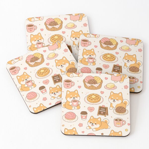 Item preview, Shiba Bakery Morning Kawaii Pattern designed and sold by Soft Berry Studio.