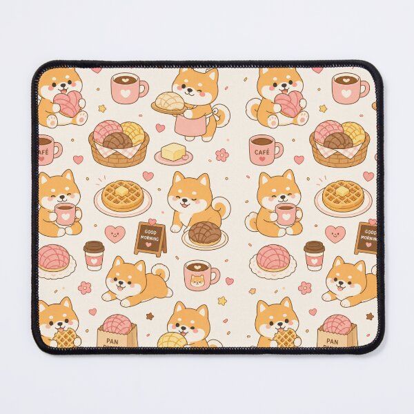 Item preview, Shiba Bakery Morning Kawaii Pattern designed and sold by Soft Berry Studio.