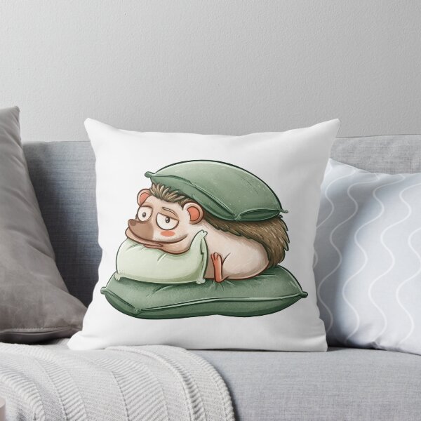 Item preview, Cute Sleepy Hedgehog Resting on Pillows Cozy Watercolor Sticker designed and sold by VikArt7.